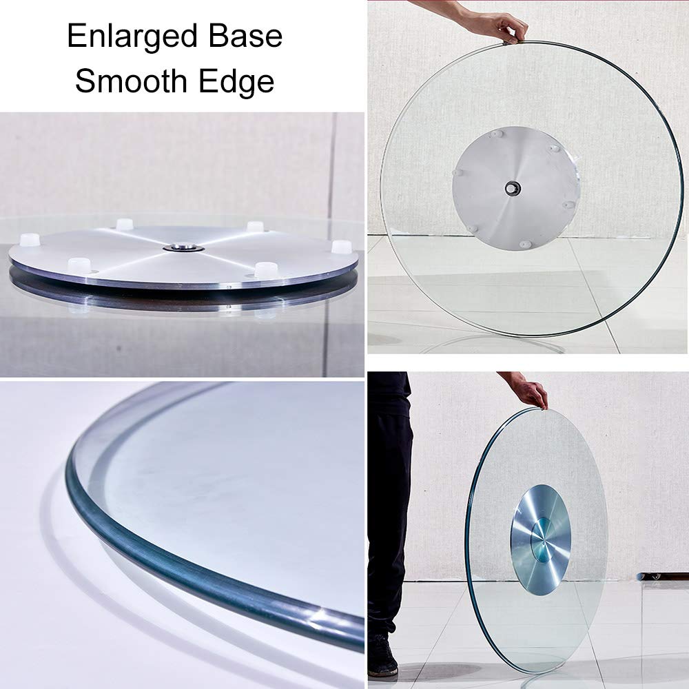 Ø60-120cm/23.6″-47.2″ Plateau tournant en Verre trempé de 10 mm d'épaisseur Lazy Susan,Plateau de Service Rotatif pour Table à Manger à 360 degrés,Rotation Douce et Transparente