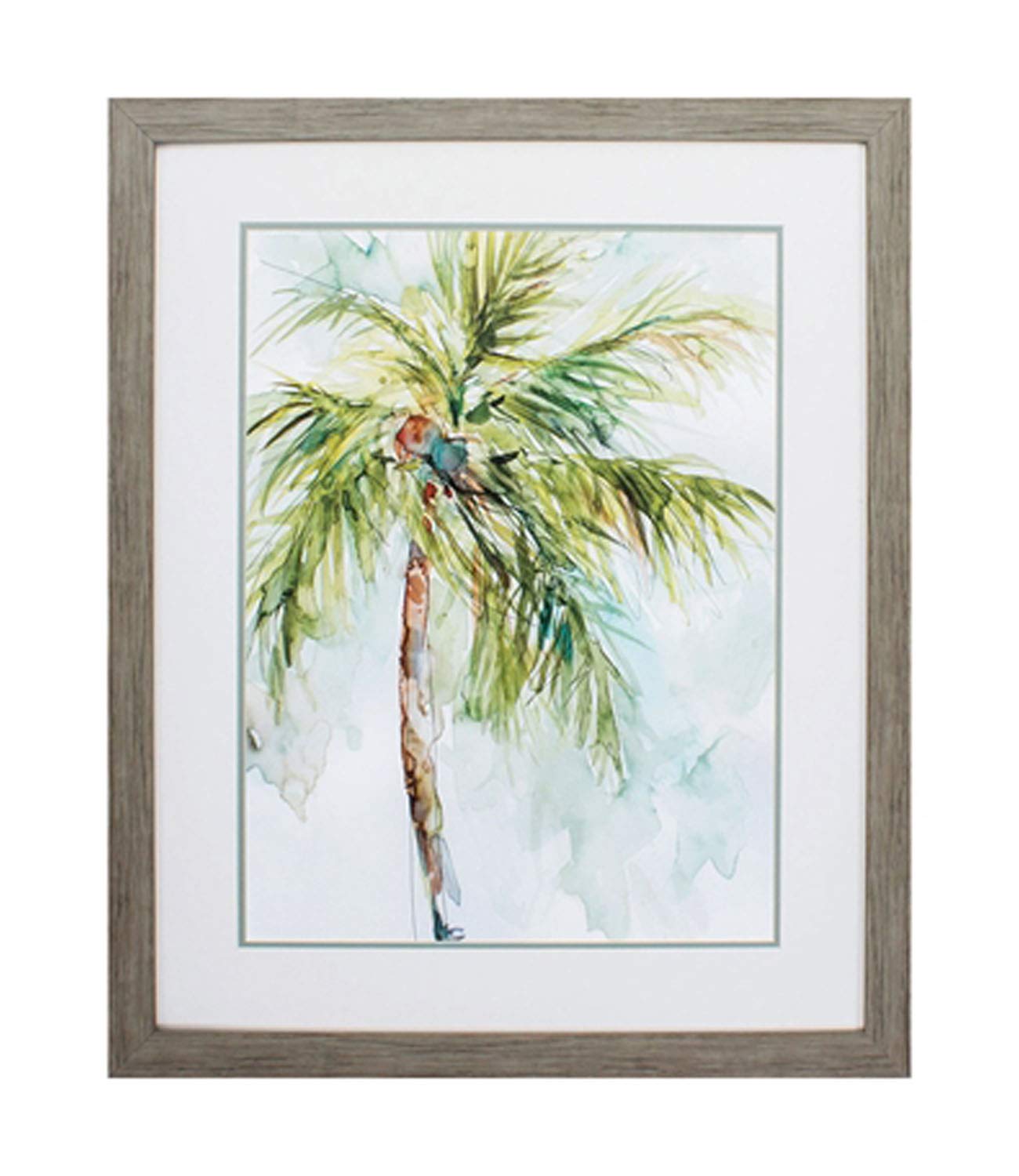 Propac Images 9407 Double Matted Palm Breezes I Wall Art with Wood-Toned Moulding