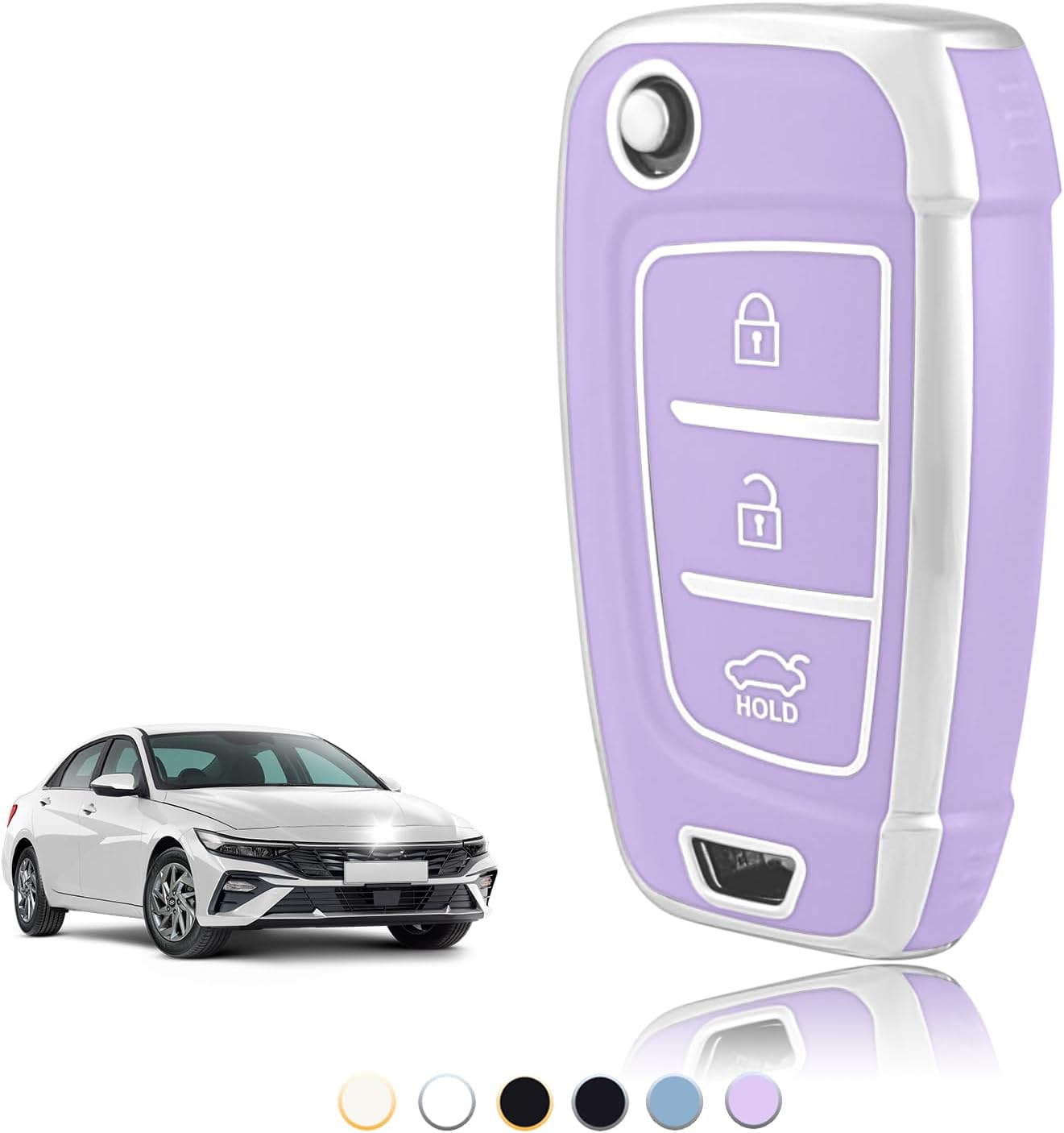 TOOMUME TPU Key Case, Key Case Suitable for Hyundai i30 ix35 i30n Kona Tucson NX4 Elantra Accent Solaris Sonata Creta Verna, Car Remote Key Cover – Flip Key