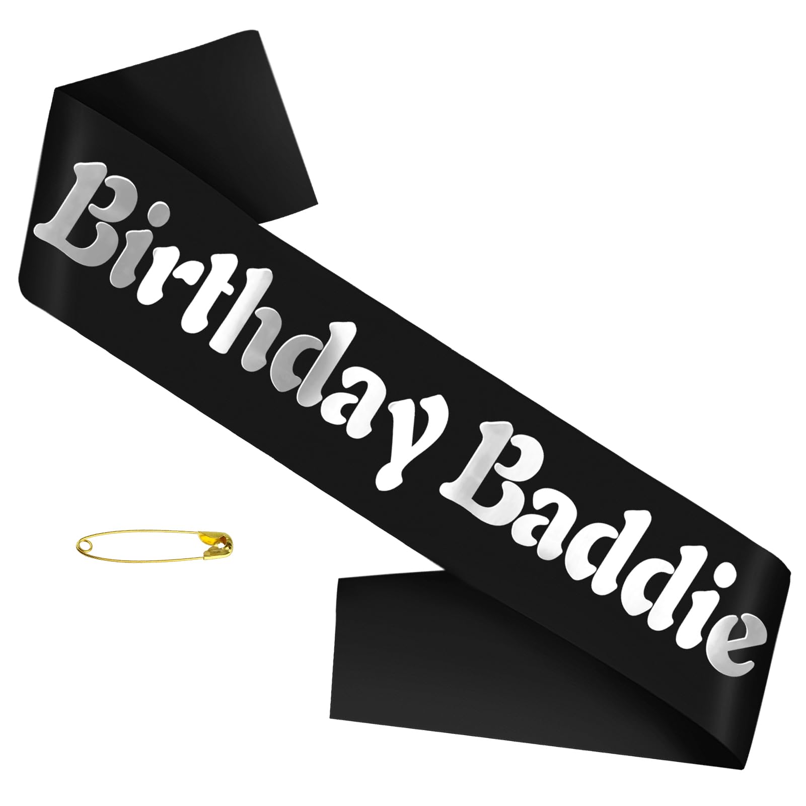 JXYCBZYing Birthday Baddie Sash with Silver Foil, Black Funny Birthday Sash for Women and Men Official Teenager Sweet 16, 18th 21st 30th 40th 50th or
