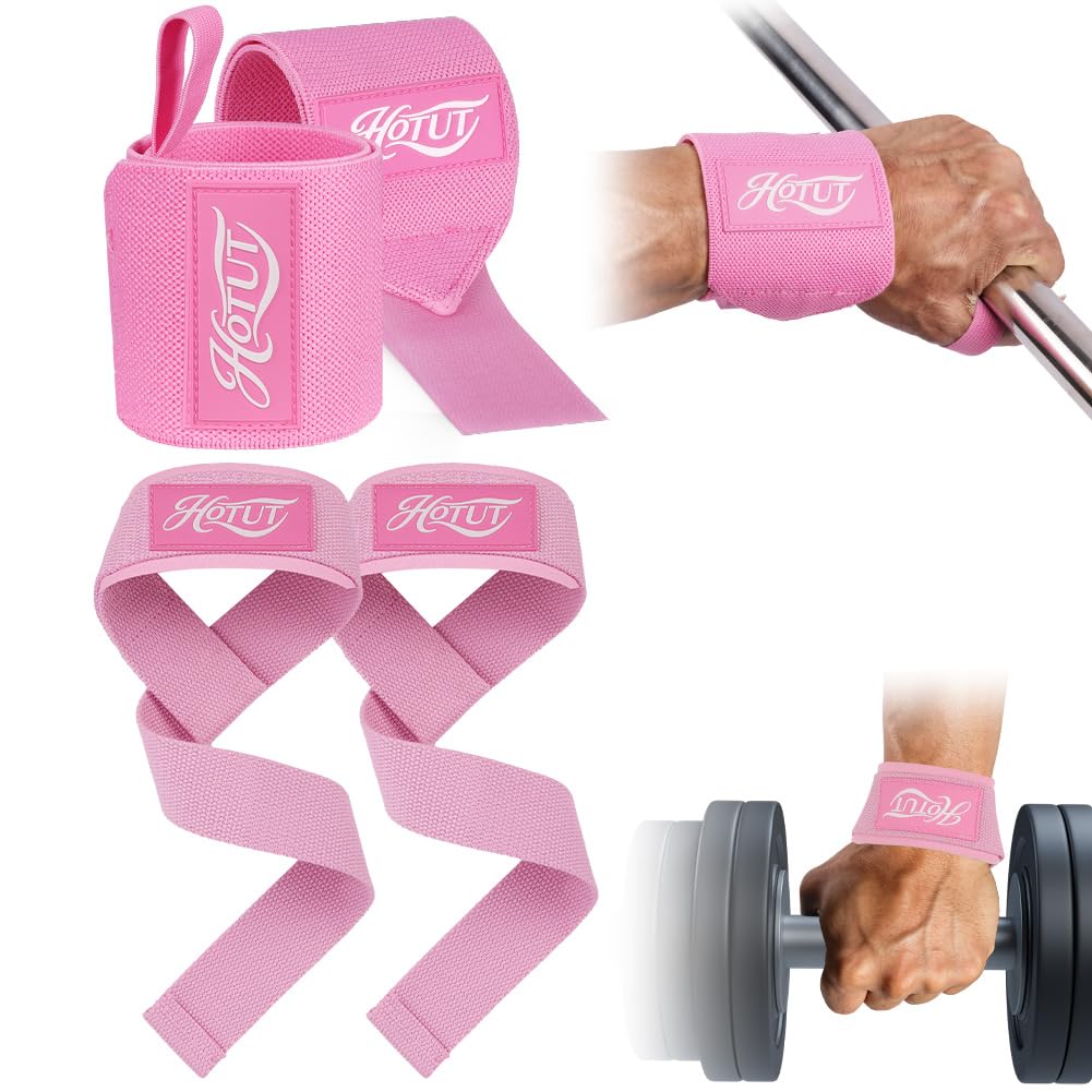 HOTUT Weight Lifting Straps,Wrist Wraps,Gym Wrist Straps,Heavy Duty,for Gym Powerlifting Deadlifting Bodybuilding Workout Strength Training Hand Bar