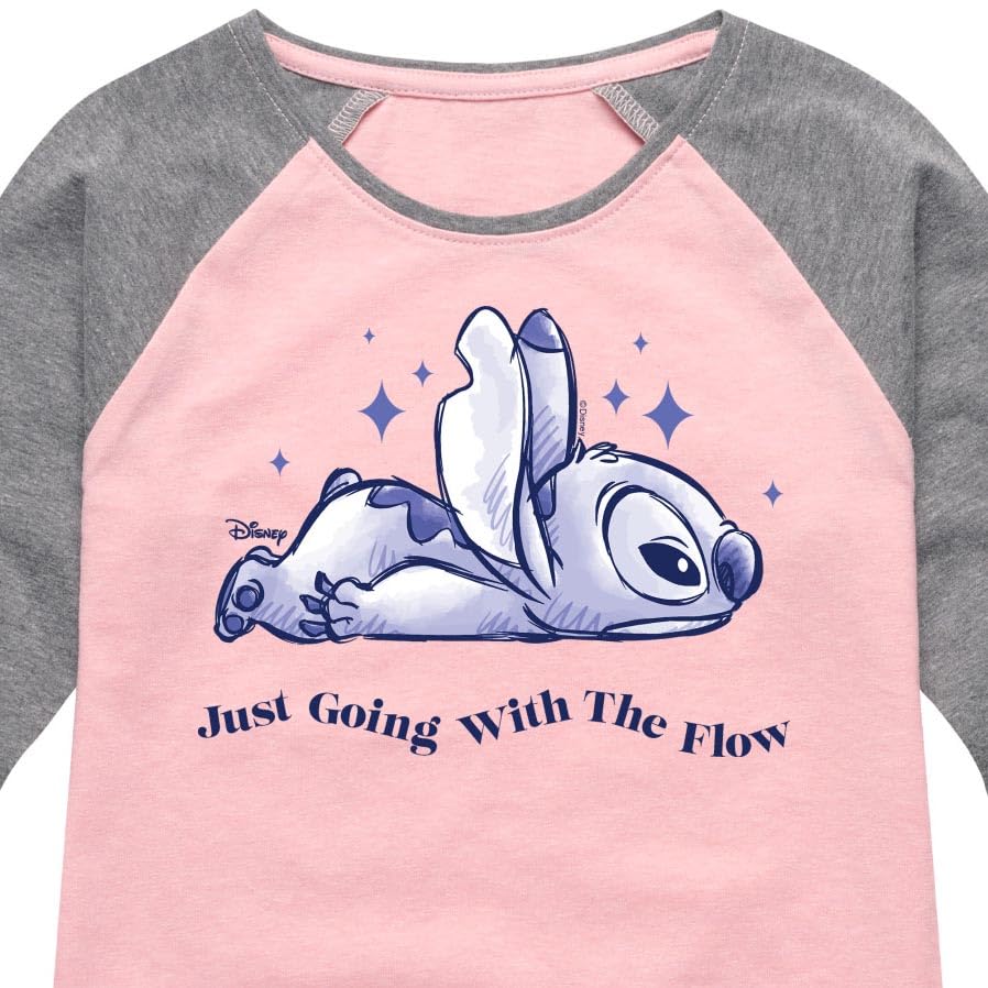 Disney - Lilo & Stitch - Go with The Flow - Toddler & Youth Girls Raglan Graphic T-Shirt3