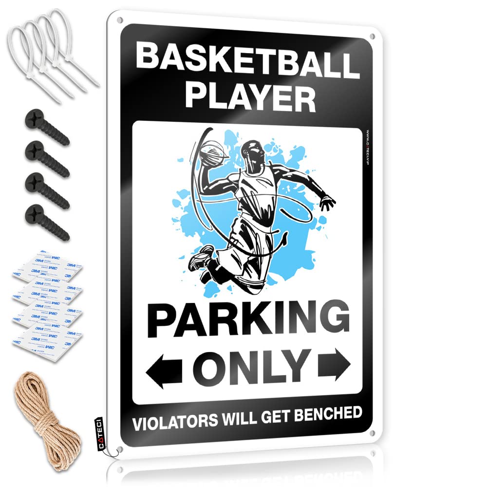 Plain Garage Retro Wall Art - Basketball Player Parking Only Waterproof Rustic Wall Hanging(30X40CM)