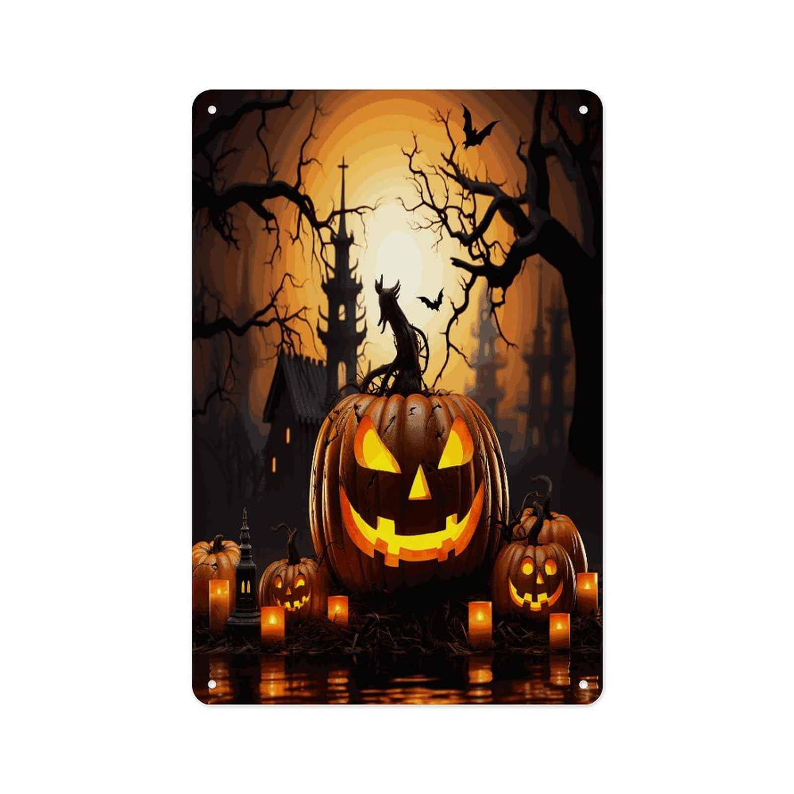 Fekiloot Style Halloween Pumpkin Wall Decor Metal Signs Tin Signs Poster