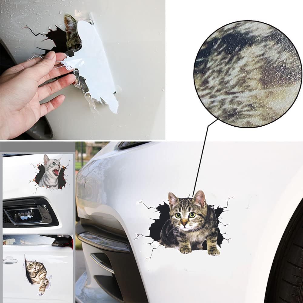 ELANE Cat Decals for Cars Includes 5 3D Simulation Cute Cat Stickers to Cover The Body - Image 3