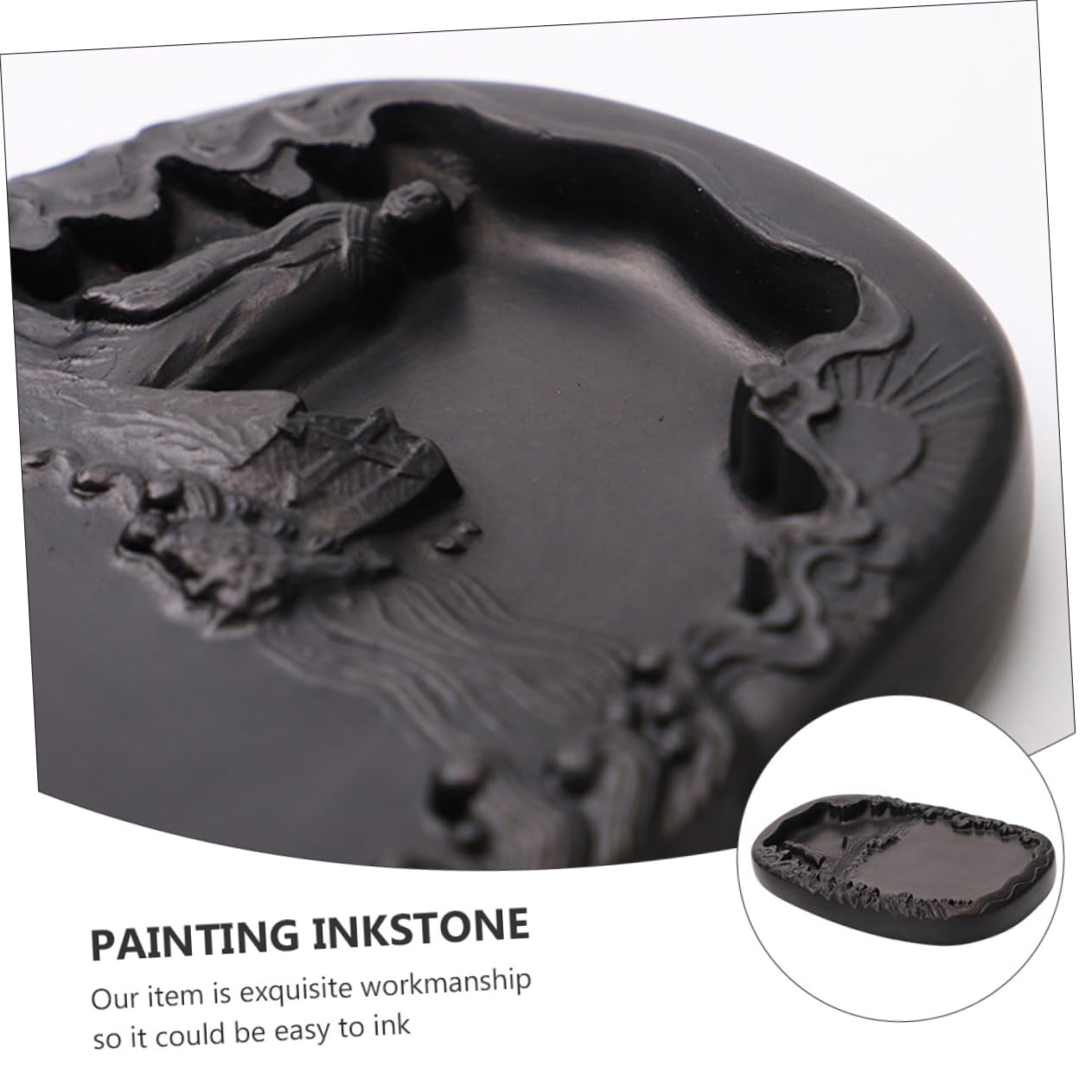 Pierre à Encre Chinoise Noire Pratique pour Calligraphie Étudiante