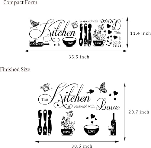 Miniatura 6 de Calcomanías de pared de cocina, citas de cocina, calcomanías de pared para cocina, comedor, arte de pared, despegar y pegar, utensilios de cocina,