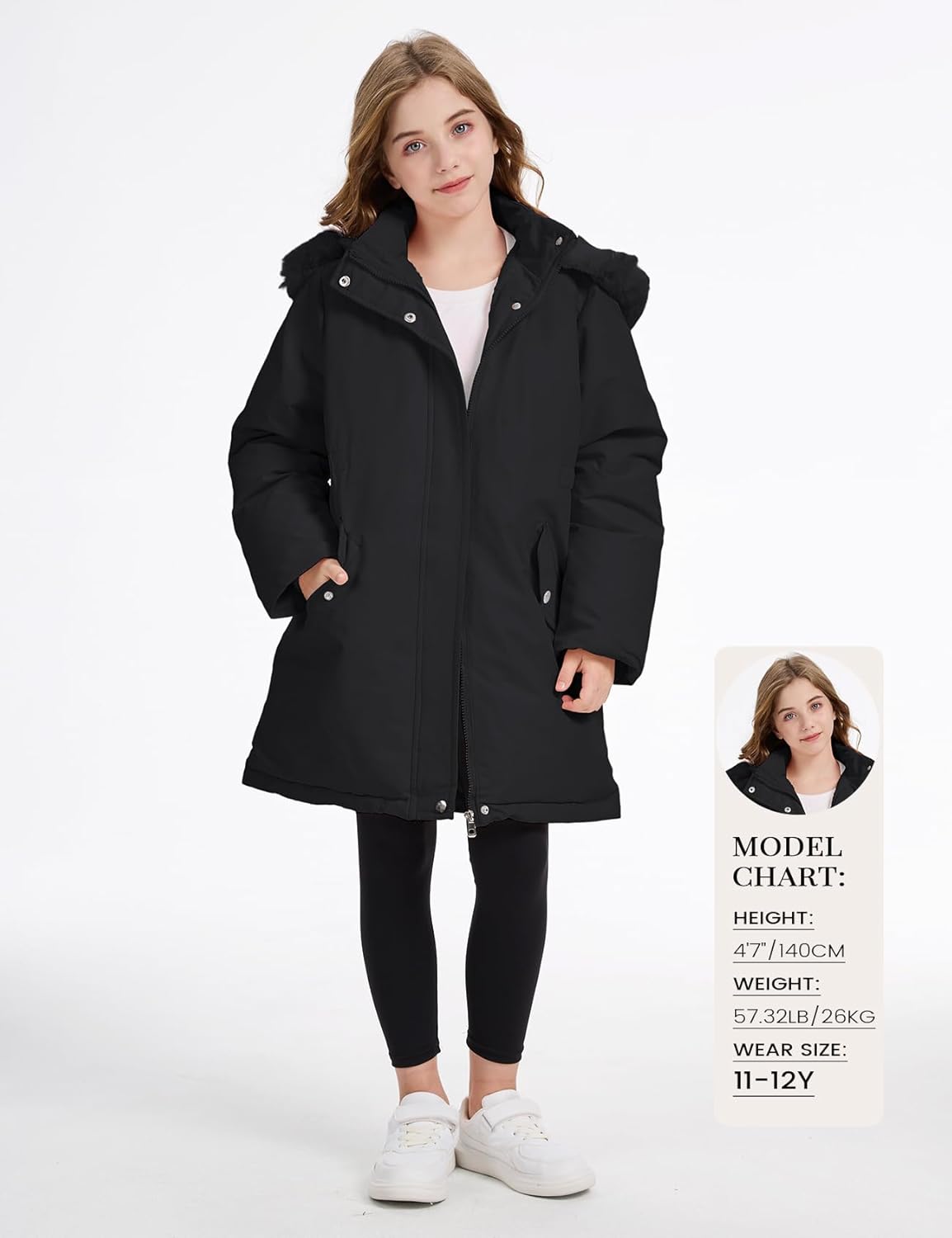 Wyeysyt Girl's Winter Coat Waterproof Kids Outerwear Warm Parka Puffer Jacket with Hood - Image 4