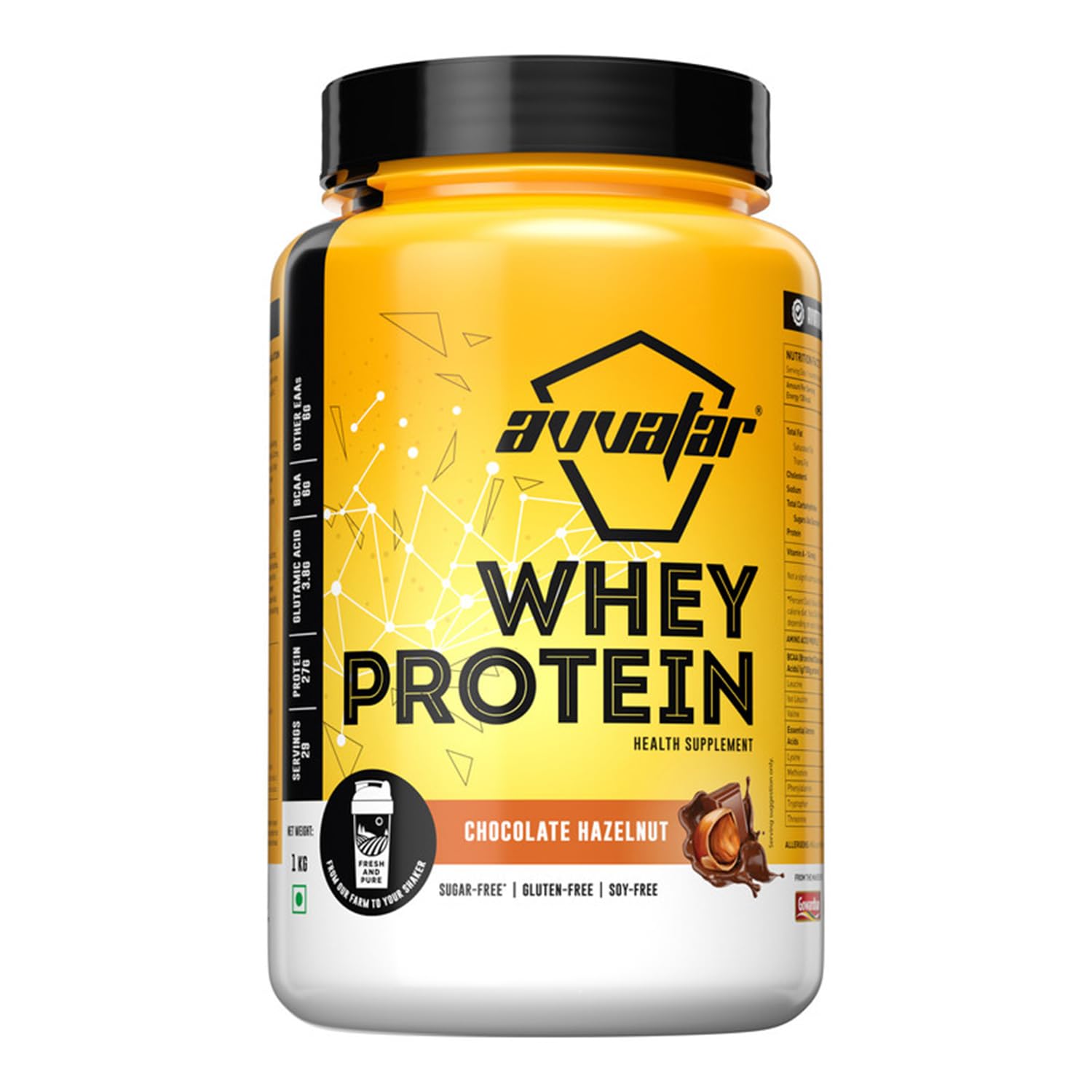 avvatarWhey Protein | 2.21LB | Chocolate Hazelnut Flavour | 27g Protein | 29 Servings