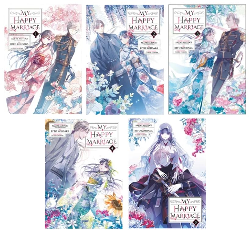 My Happy Marriage Manga Series 5-Book Collection Set (Vol.1 to Vol.5) - A Tender Historical Romance with Supernatural Twists      Paperback – June 21, 2025