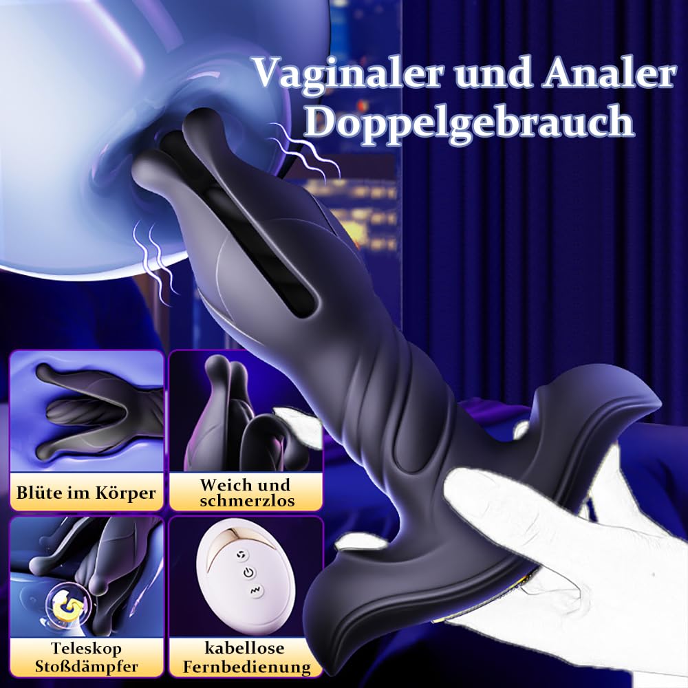 Elektrischer Dildo Penis Anus Dual Purpose Vibrator mit 9 Teleskop Vibrationsmodi Vaginal G-Punkt Stimulation Anal Prostata Vibratoren Masturbator Sex Spielzeug Analplug für Männer Frauen