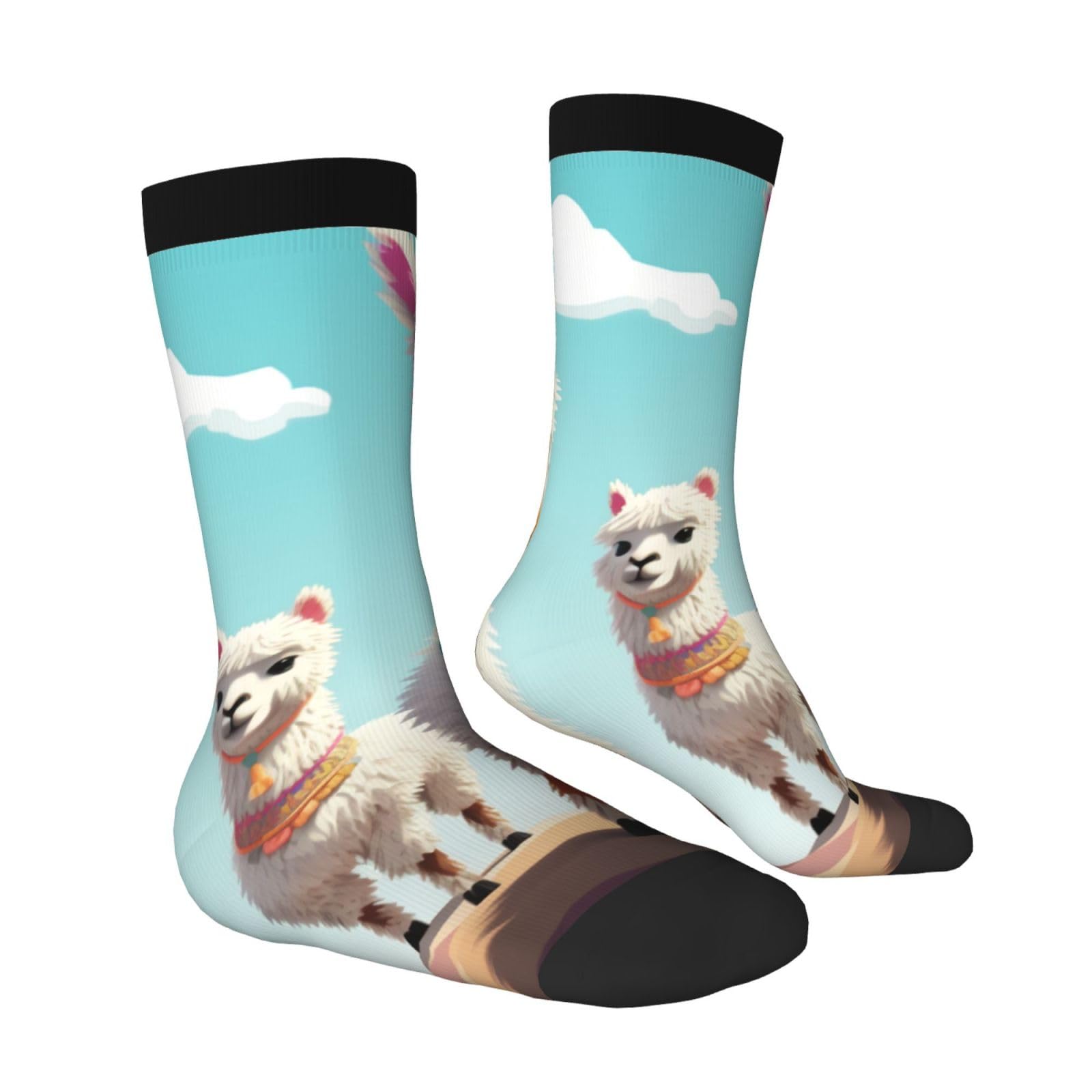 LZQPOEAS Cute Llama Athletic Socks Unisex Cushioned Crew Socks Hiking Running Calf Sock Soft Above Ankle Sock