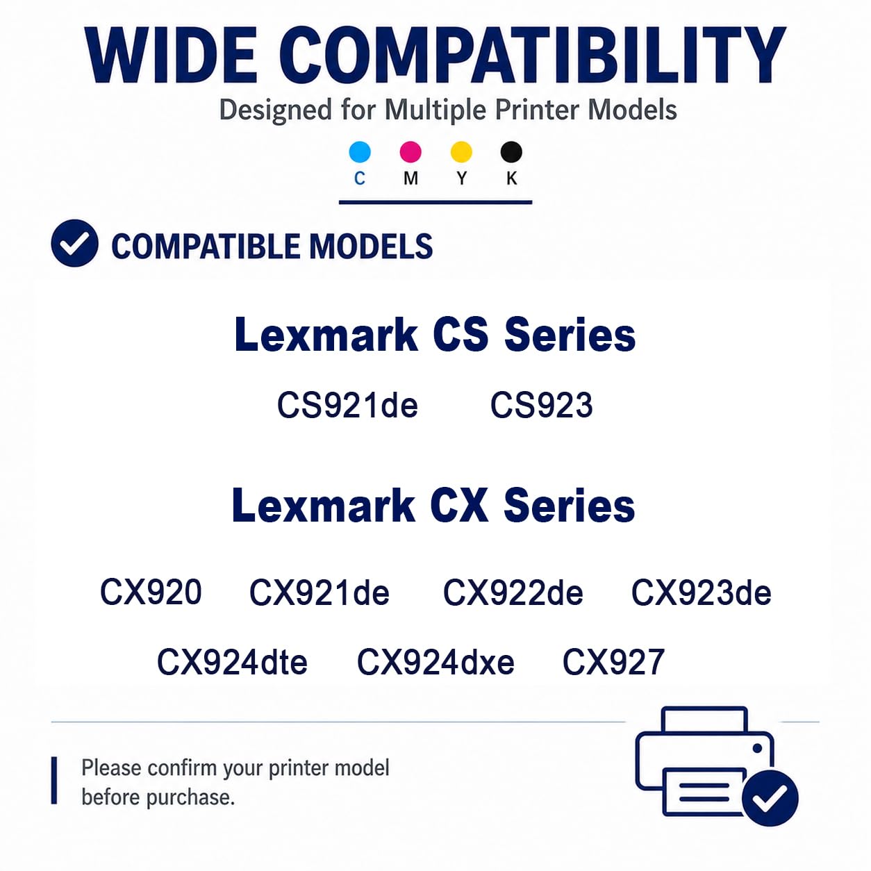Sostituzione della cartuccia di toner CS921de ad alta resa per 76C0HK0 76C0HC0 76C0HMO 76C0HYO, compatibile con Lexmark CS921de CS923 CX921de 922de CX924dxe, con chip