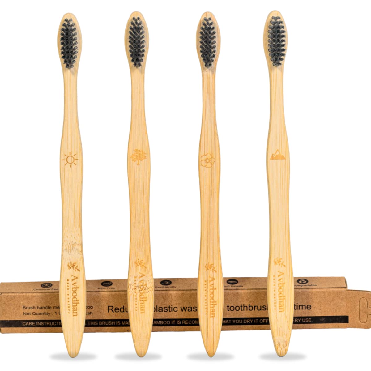 Avbodhan | Bamboo Toothbrush - Eco-Friendly Natural Bristles for Sustainable Oral Care | Perfect for Adults and Kids | Pack of 4-image-9
