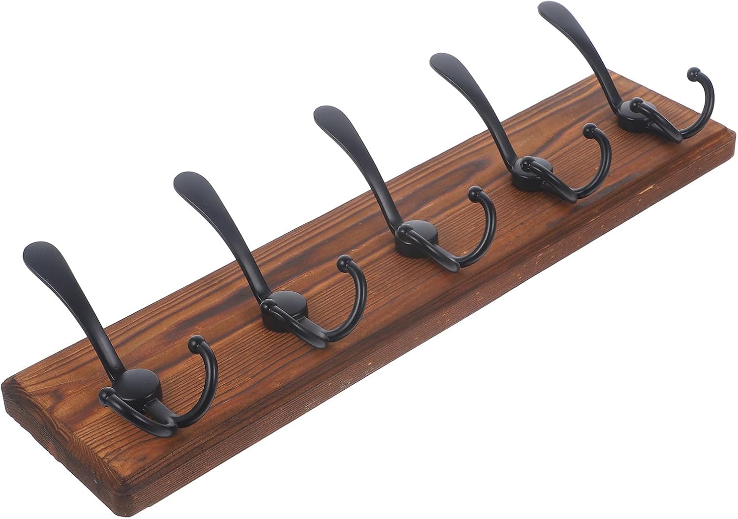 Wooden Wall Mounted Key Holder and Coat Hooks with 3-Prong Metal Hooks, 44x11x2cm Vintage Style, Space-Saving Organizer for Entryway, Suitable for Hanging Keys, Hats, Towels,