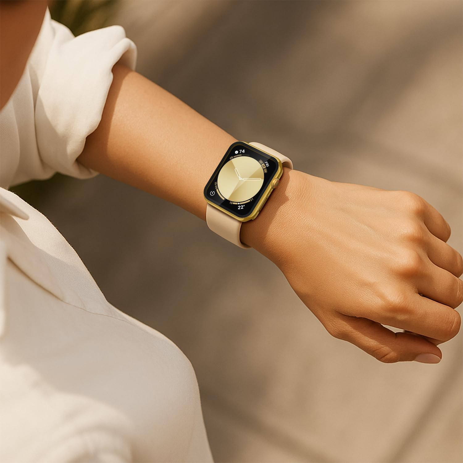 Misxi 2 Pack Tempered Glass Case Compatible for Apple Watch SE 3 (2025) SE 2 SE Series 6 Series 5 Series 4 44mm, Hard PC Screen Protector Overall Protection Cover for iWatch, 1 Gold + 1 Transparent - Image 8