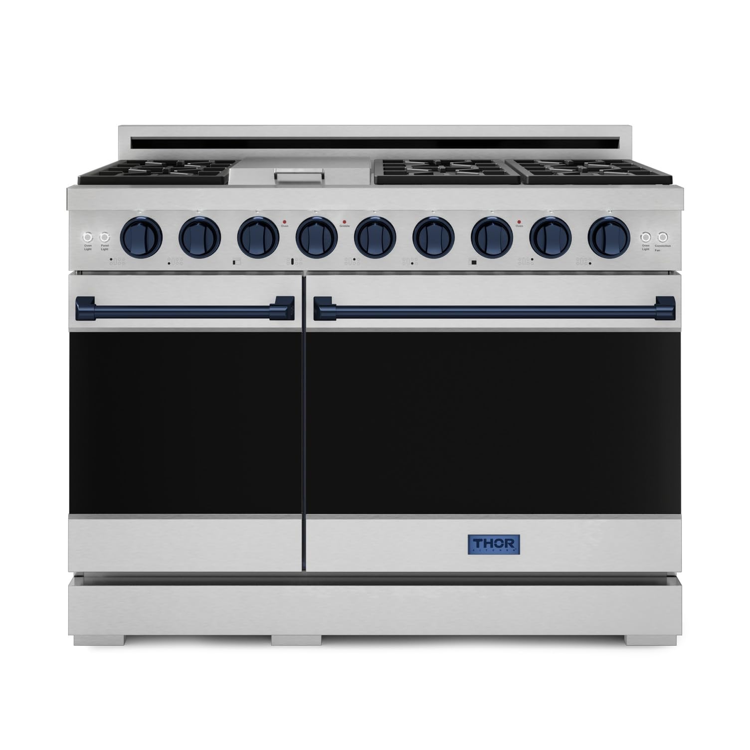 Gordon Ramsay by THOR Kitchen 48 Inch Professional Gas Range with Double Oven in Stainless Steel/Blue