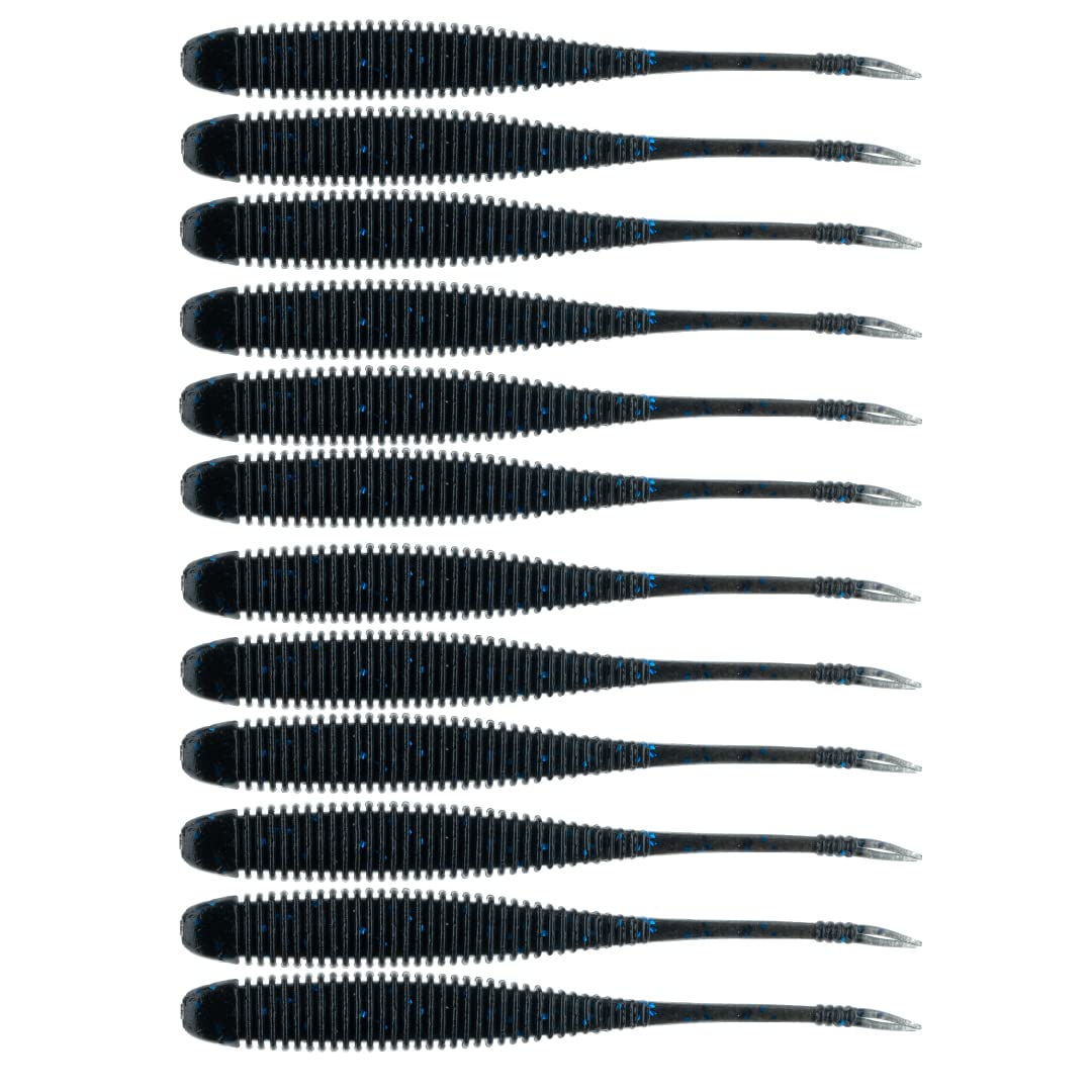 BAITFUEL Flat Sided Shad Infused with Supercharged X55 Formula Gel: Fish Scent Technology with Powerful Attractants | 5.5-Inch, Black Blue Flake, 2-Pack