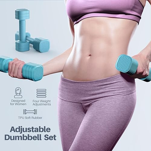 Miniatura 2 de Adjustable Dumbbell Set of 2, 4 in 1 Free Weights Dumbbells Set for Women, 5lb Dumbbells Set of 2, Each 2lb 3lb 4lb 5lb with TPU Soft Rubber Handle