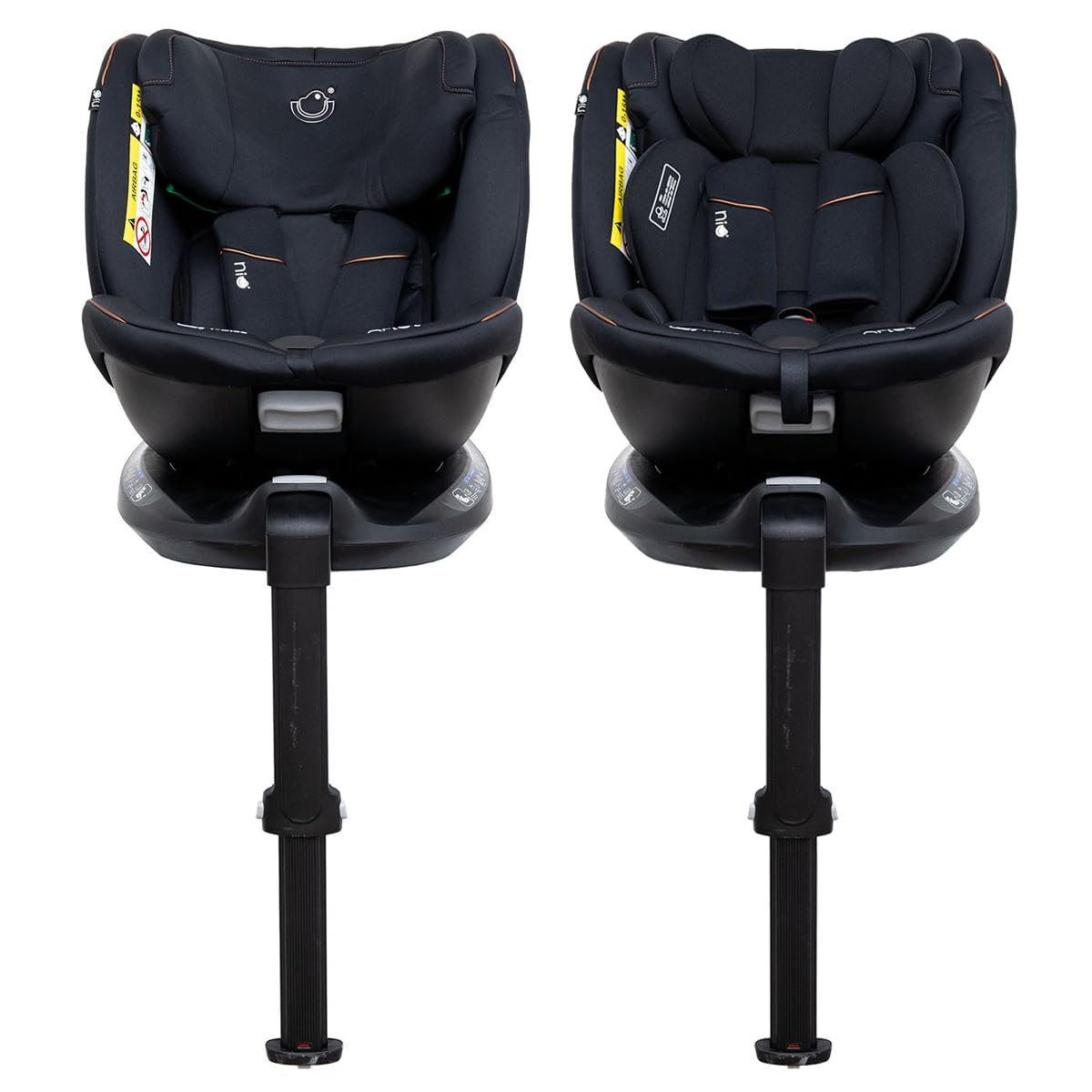 Olmitos – Silla Auto ARLET i-Size, Silla Coche 360 evolutiva de 40-150cm, Silla con ISOFIX, Ajustable y reclinable protección lateral – reductor recién nacido y arnes seguridad (Negro)