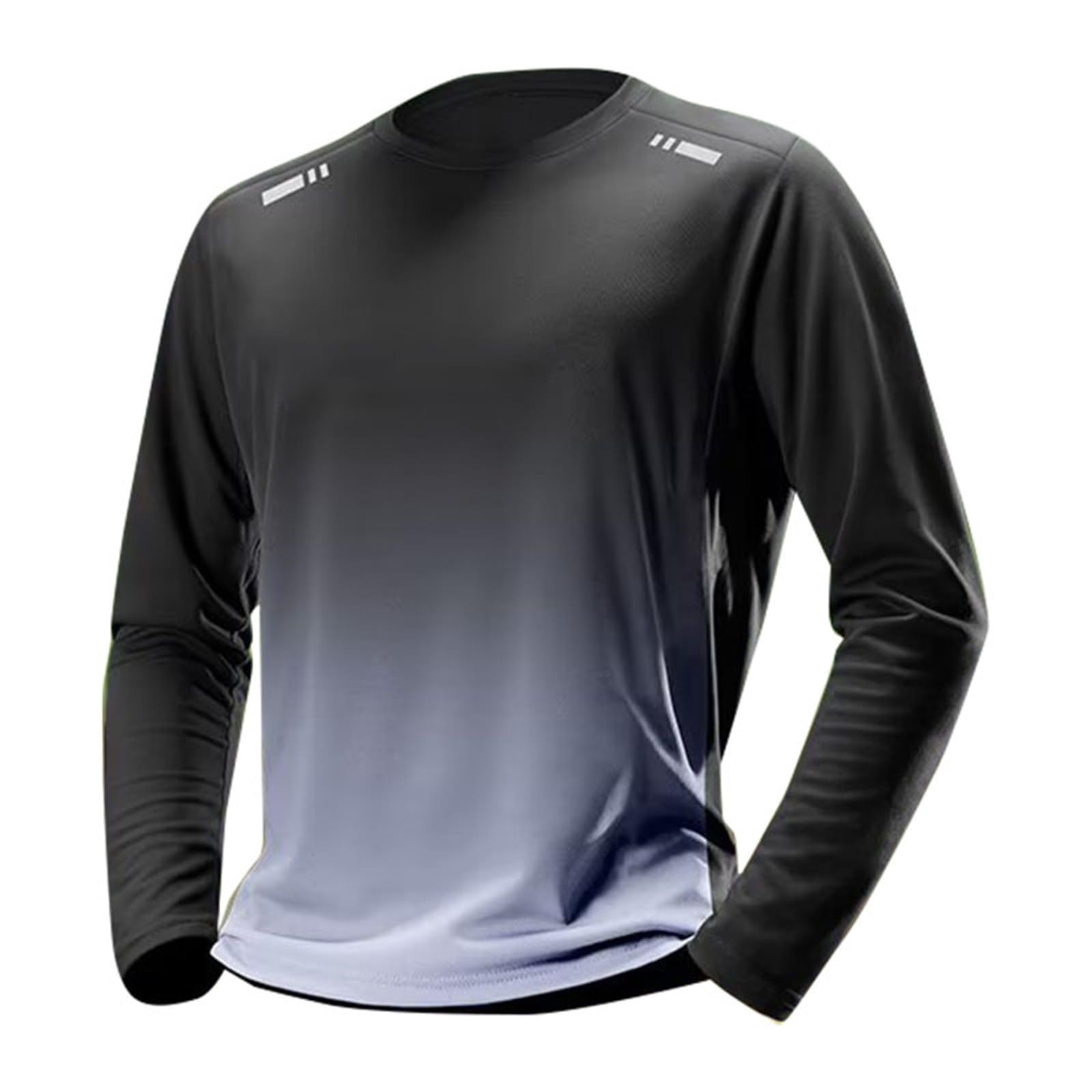 Mens Long Sleeve Dry Fit T-Shirts Gradient Color Hiking Fishing Gym Athletic Tops Moisture Wicking Shirts Plus Size