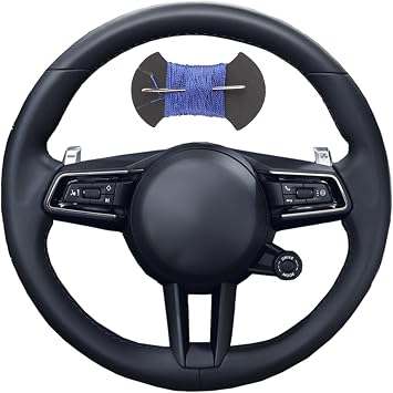 Leather Steering Wheel Wrap Car Steering Case Stitch Steering Wheel Cover Fit for Porsche Taycan Boxste Panamera Macan Cayenne 718 911 9YA 971,Blue