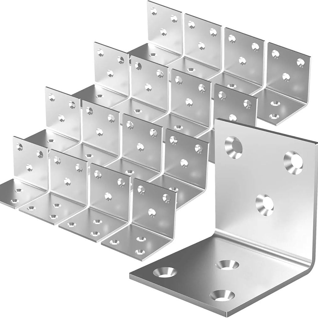 2/8/16pcs Bracket L-Shaped Corner Code, 90 Degree Right Angle Fastener, Used for Chairs, Tables, Cabinets, Shelves(16pcs)