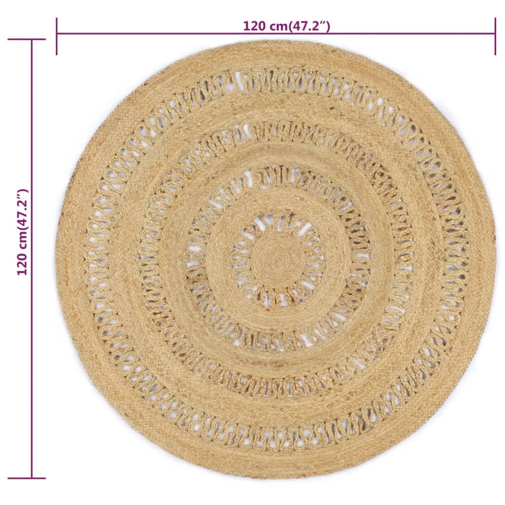 Tapis Fait à la Main en Jute tressée 120 cm pour Salon Chambre Cuisine intérieur extérieur bohème Vintage Design scandinave