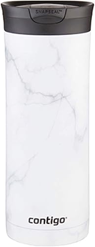 Contigo - Taza de viaje Couture con cierre Snapseal (sellado por presión) y aislamiento, 1 unidad, diseño mármol blanco
