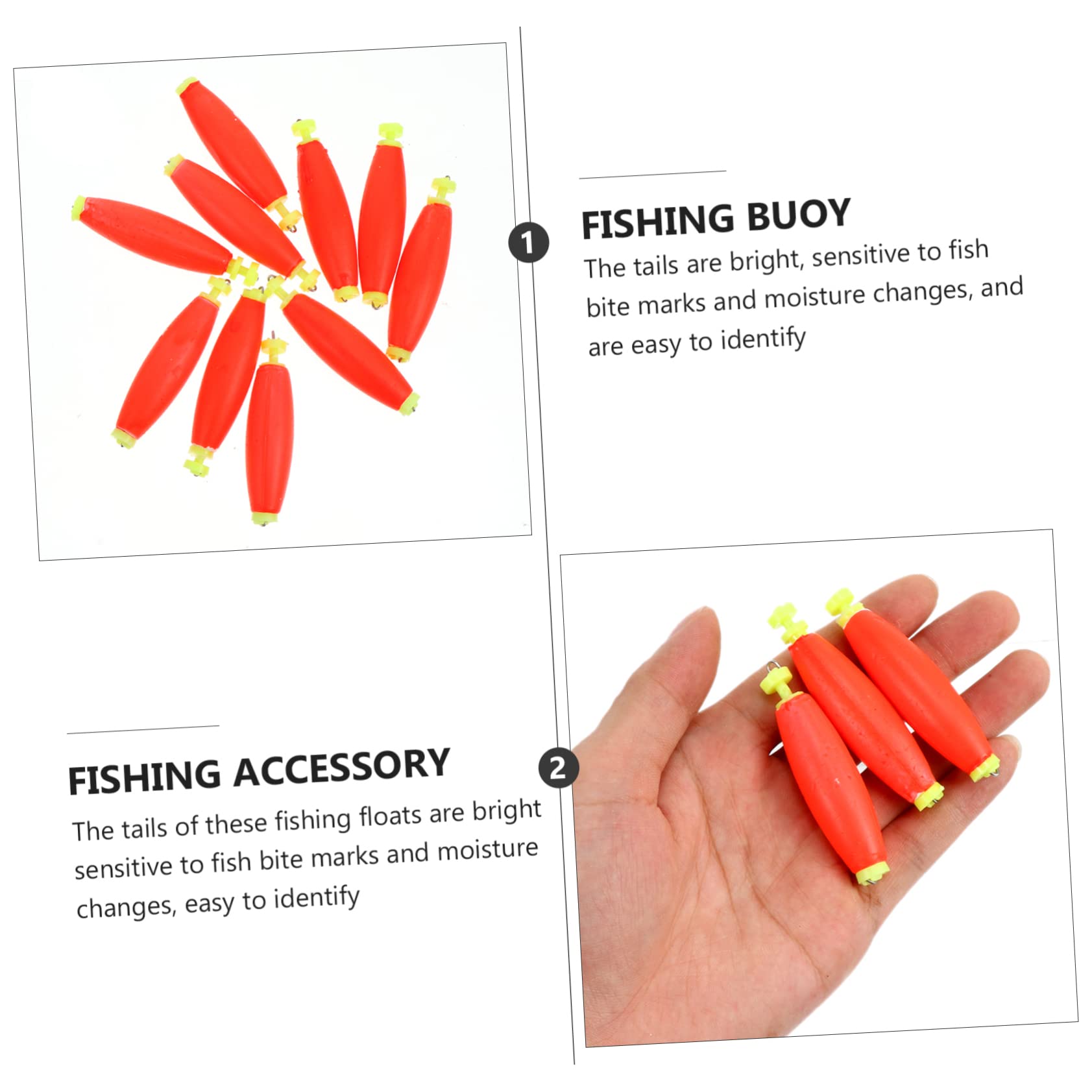INOOMP 5 Set Di Piombini Galleggianti Per Carpe Con Code Brillanti E Alta Densità Per Una Facile Identificazione E Una Pesca Efficiente 10 Pezzi * 5