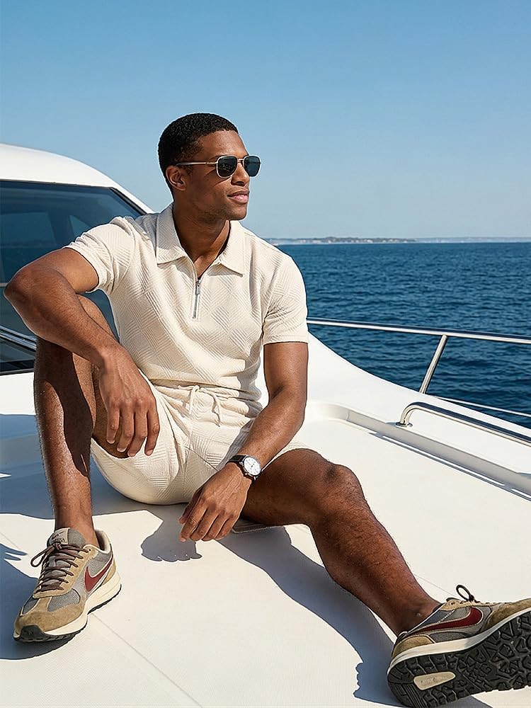 Mens Summer Track Suits 2 Piece Shorts Sets Short Sleeve Sweatsuit casual Outfits Polo Shirts workou