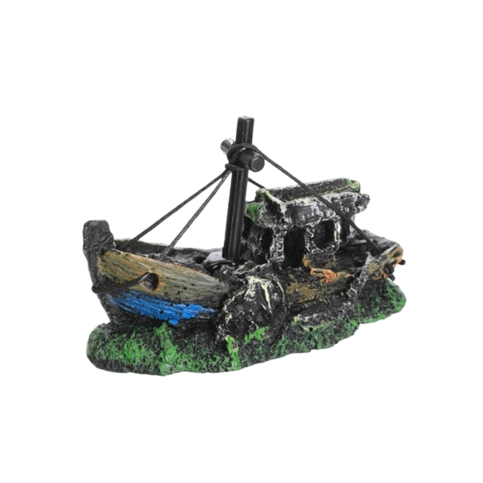 QuxetlRyz Aquarium Tunnel Decoration Pirate Ship Aquarium Ornament Resin Sunken Shipwreck Fish Tank Hideout Cave Betta Habitat Underwater Landscape Decoration(SIZE B)