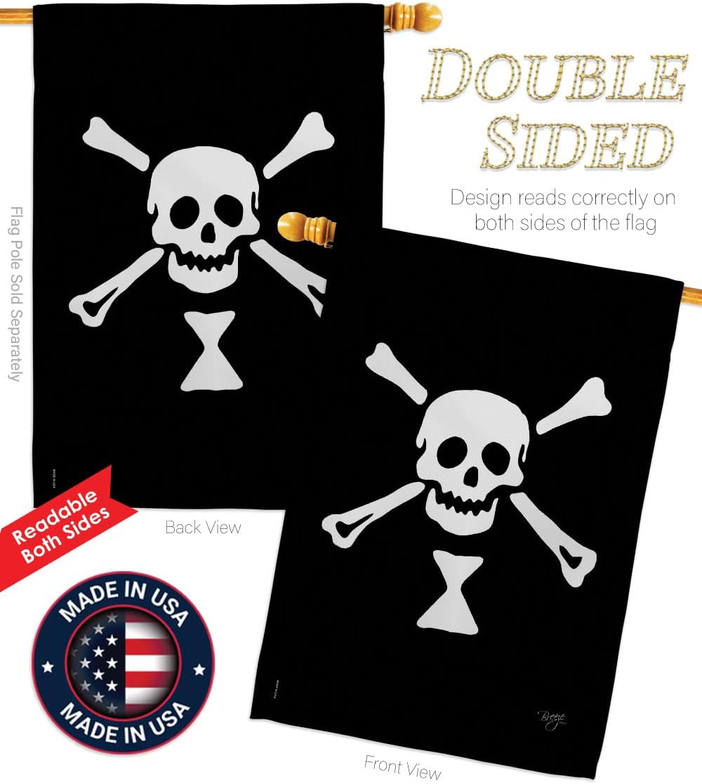 Breeze Decor H107039 Emanuel Wynne Coastal Pirate Decorative Vertical House Flag, 28" x 40", Multicolor