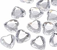 Vista 21 de MECCANIXITY 20 piezas de diamantes de imitación acrílicos de corazón de 0.98 pulgadas (0.984 in) con parte trasera plana, gemas de plástico