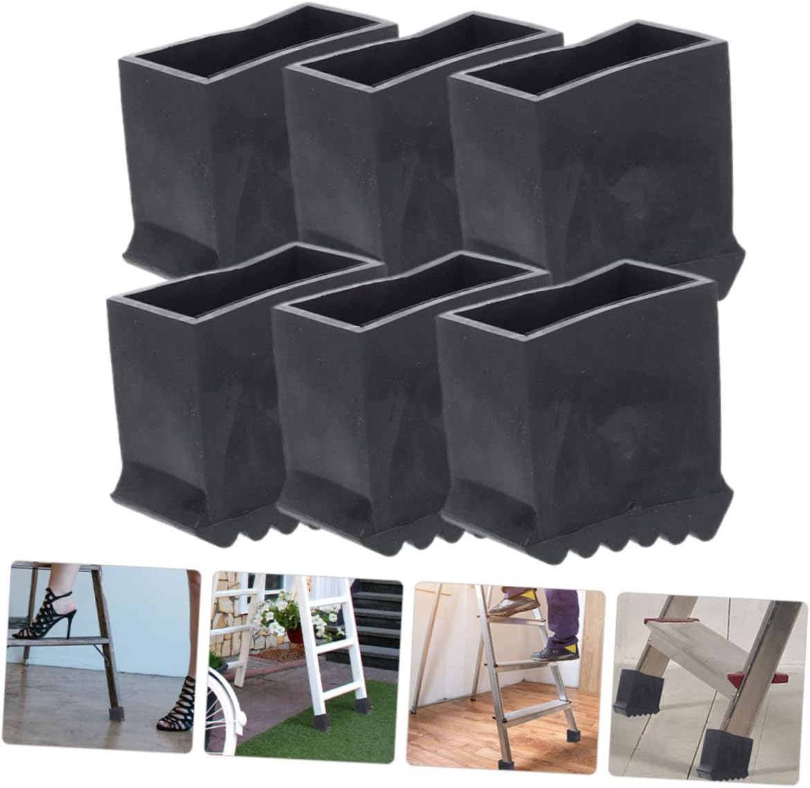 6pcs Non- Ladder Feet Covers Ladder Pads for Stability and Noise Reduction Easy to Install Protective Mat for Folding and Step Stairs