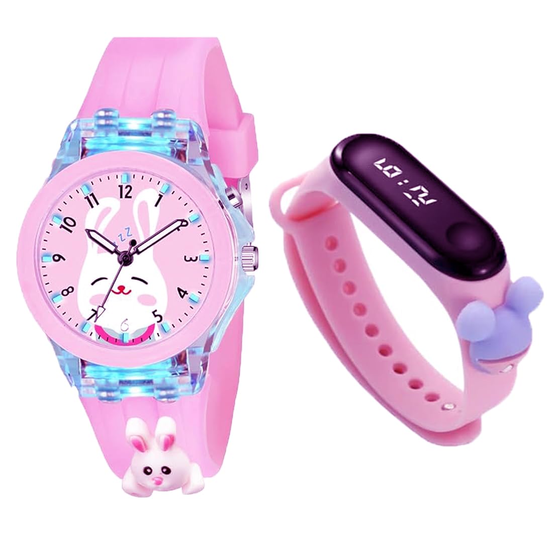 GOLDENIZE FASHION Waterproof Analog Digital Stylish Cartoon Multi Color Kids Disco Light Cute 3D Cartoon Character Girls Baby Girl Watch Lights Rubber Strap Analog Watch for Girls (Pink RABIT) (B0CX4L6XZL) Amazon Price History, Amazon Price Tracker