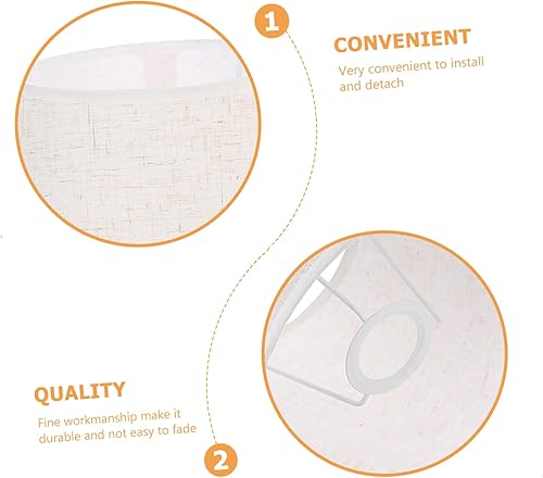 Vista 30 de GANAZONO Pantallas de lámpara de tambor – Pantalla de tela para lámpara de mesa/lámpara colgante de suelo, lino natural hecho a mano clásico moderno