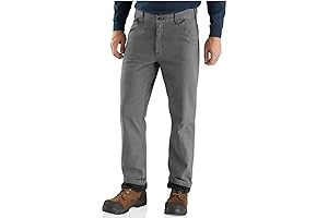 Men's Rugged Flex Relaxed Fit Canvas Flannel-Lined Utility Work Pant