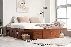 Cama King Size de Madeira com 6 Gavetas Bali Meu Móvel de Madeira - Caramelo