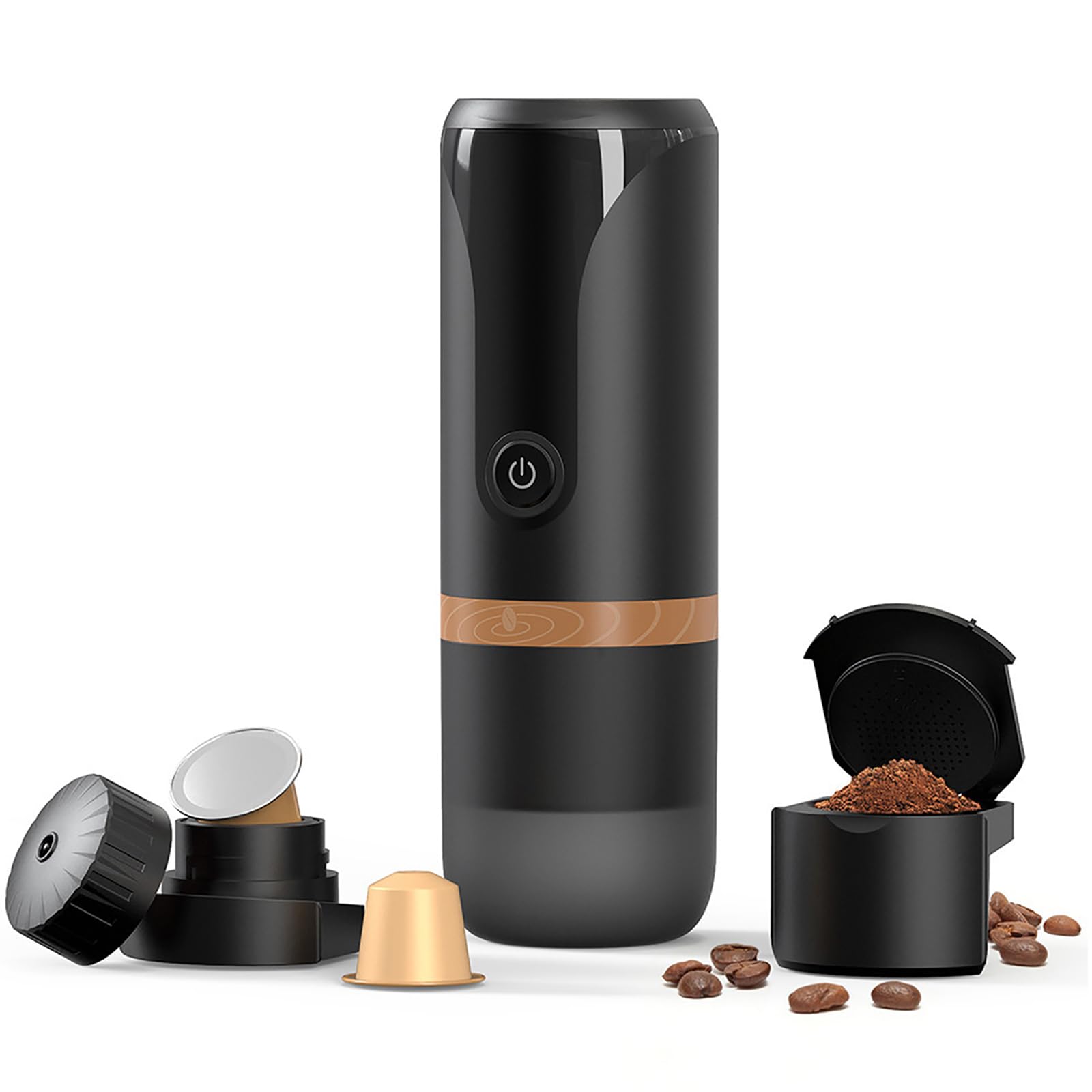 Travel Espresso Machine, Portable Espresso Coffee Maker Coffee, Compatible with Powder and Coffee Capsules, No Heating Function and Long Battery Life, for Traveling, Camping, Hiking, Fishing