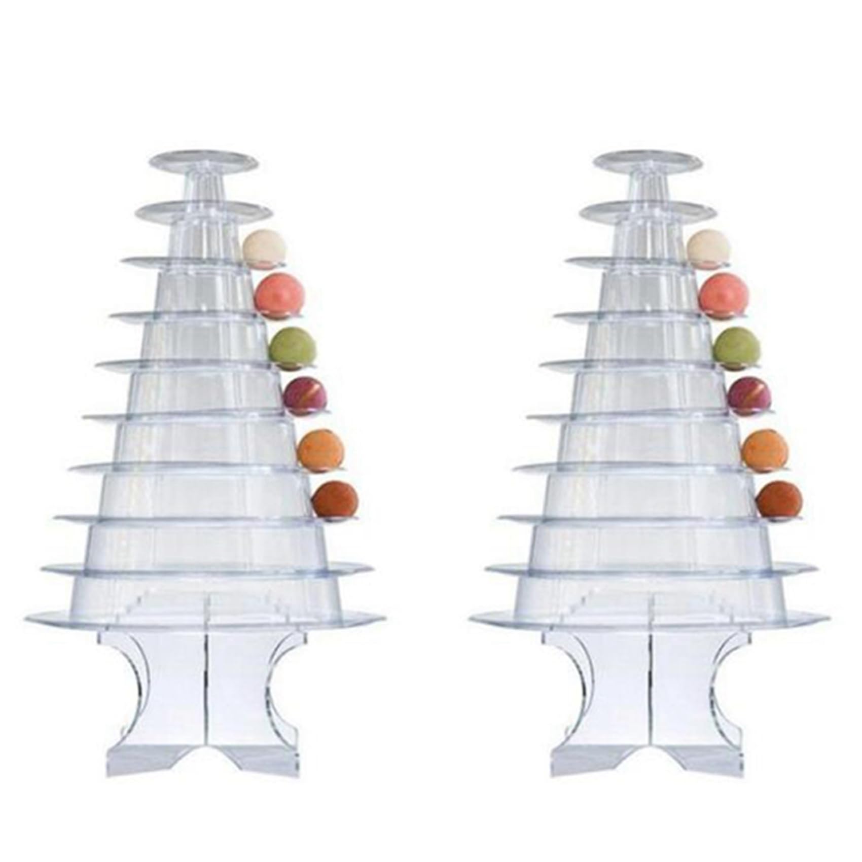 Hndhbfgrt 2X 10 Tiers Macaron Tower Macaroon Display Stand Baby Shower Birthday Party Cake Decorating Supplies Transparent