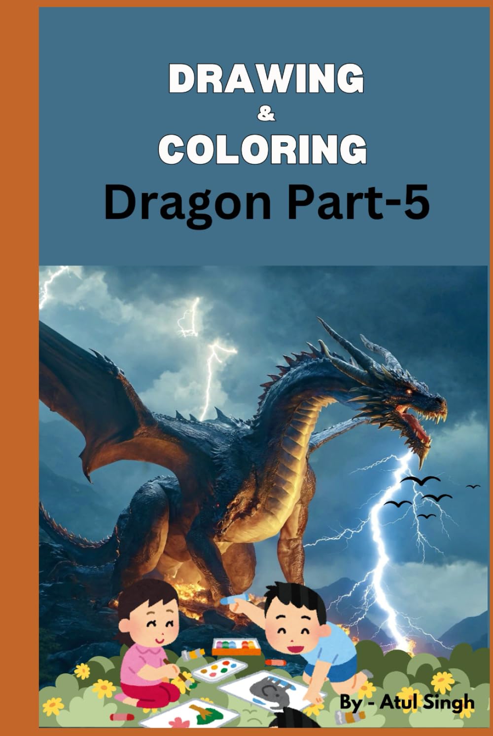Livre de dessin de dragon T5 avec 30 croquis réalistes à colorier et 50 pages blanches