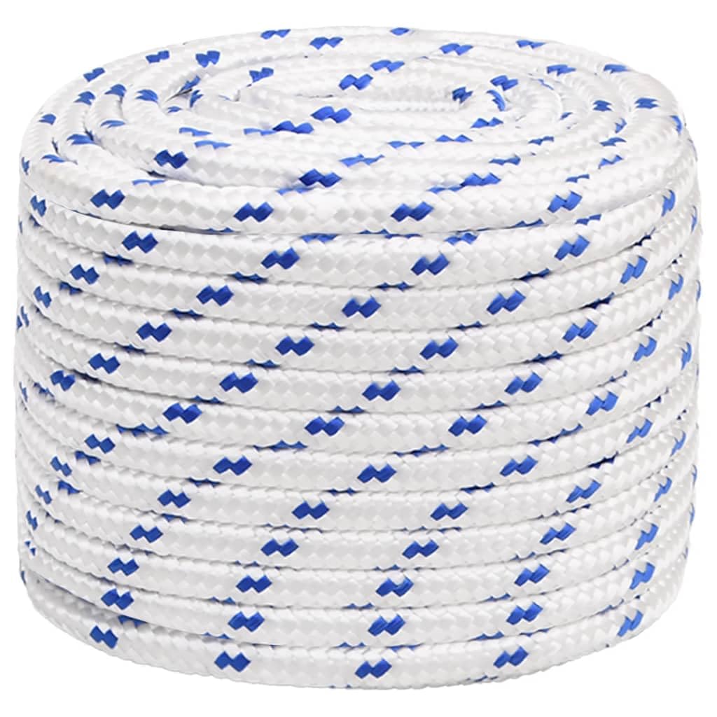 vidaXL Boat Rope Anchor Line Braided Cord UV Resistant Ship Marine Yacht Coil Rope Abrasion Resistant White 16 mm 25 m Polypropylene