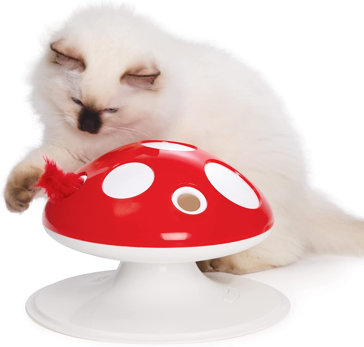 Champiñón Catit Senses 2.0 | Juguete de plumas interactivo de 360 grados para gatos con dos modos de juego