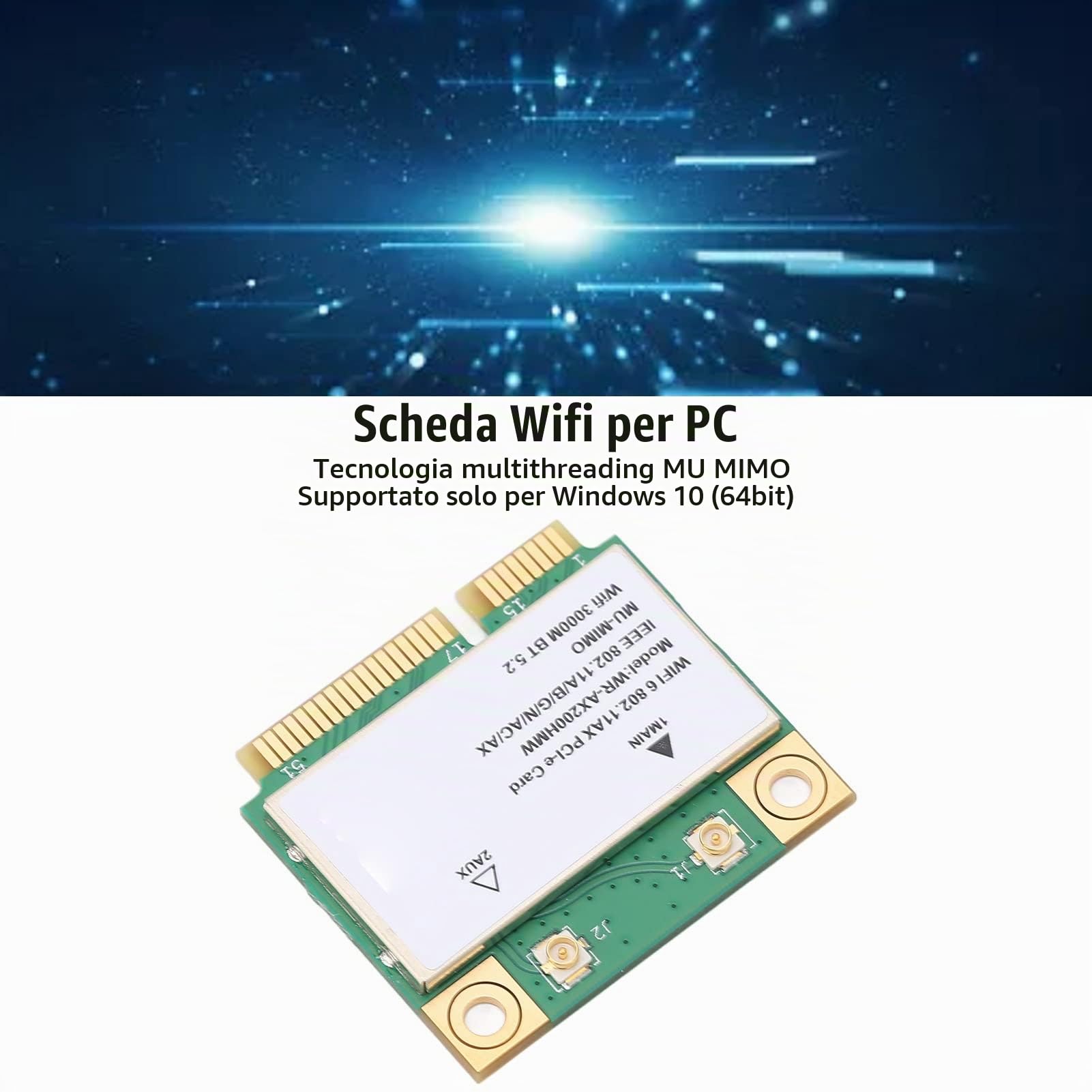 Annadue Scheda WiFi Wireless, Scheda di Rete Wireless Dual Band AX200HMW 2.4G/5G, Scheda Wireless Mini PCI-E 2974M WiFi6 Bluetooth 5.2, 802.11 A/B/G/N/AC/AX per Laptop