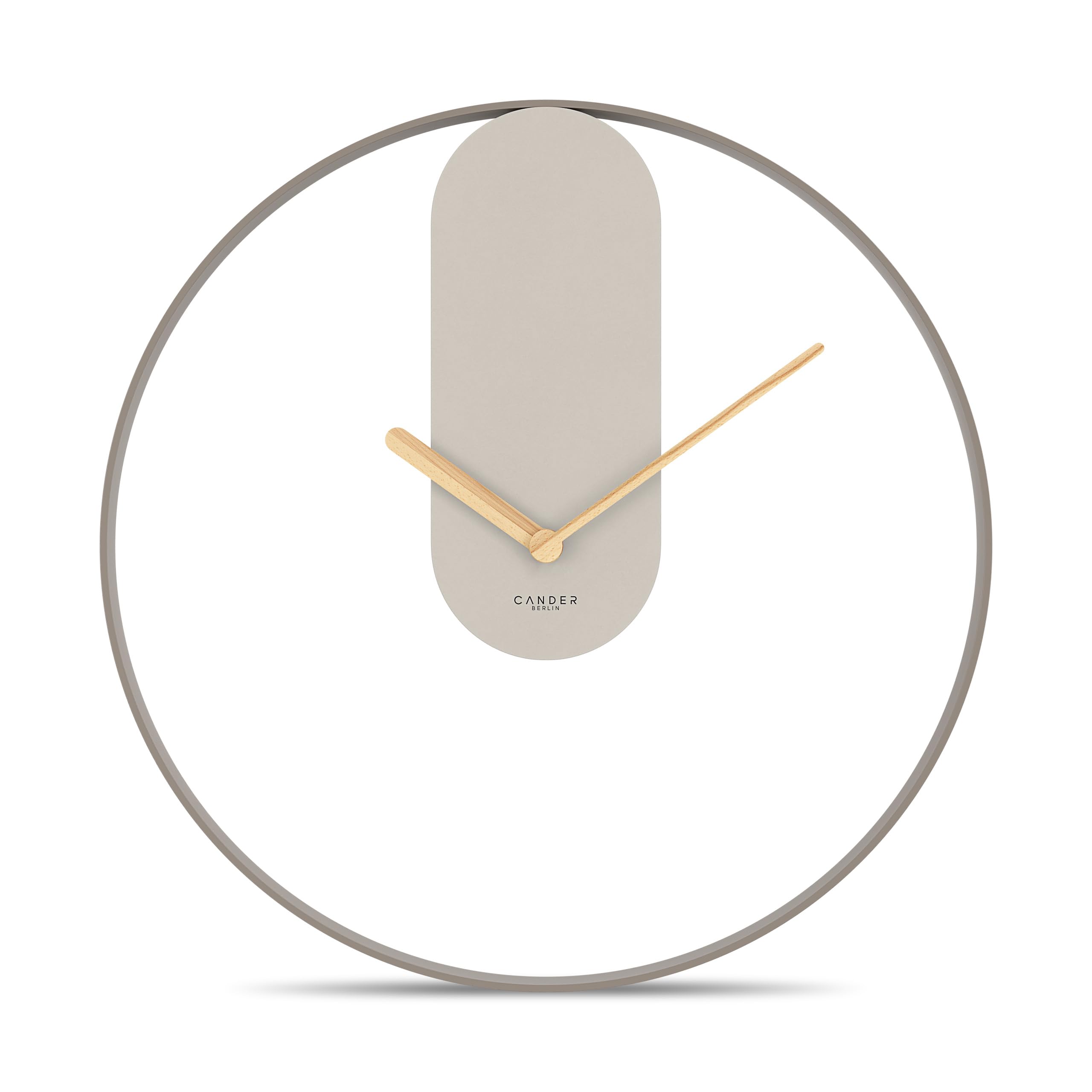 Cander Berlin MNU 5560 P XXL Reloj de pared vintage silencioso, 60 cm, metal, manecillas de madera, sin ruido de tictac, grande, moderno, negro, salón, cocina