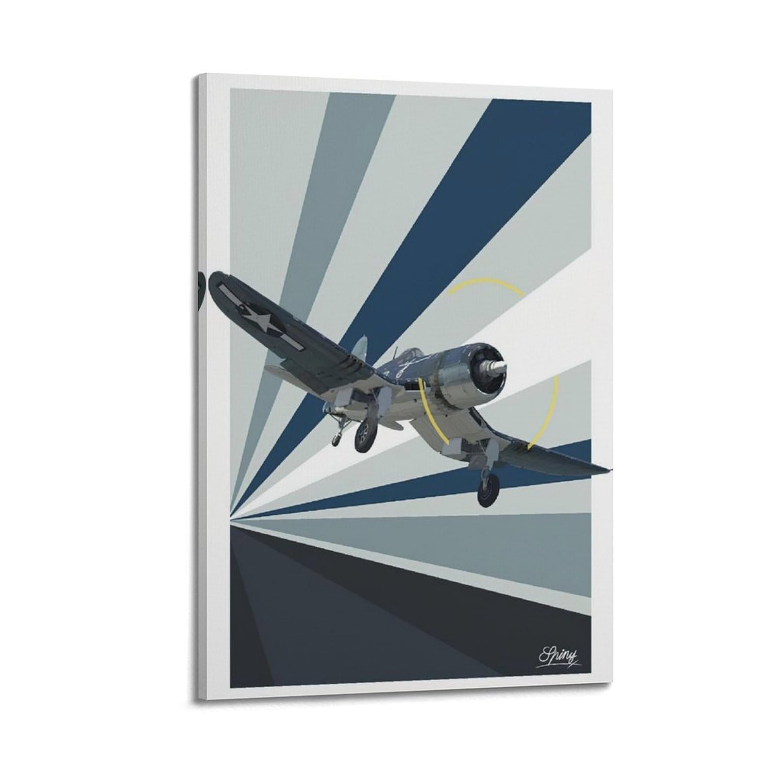 DLJGDS Vintage Poster F4U Fighter Decorative Painting Canvas Wall Posters And Modern Family Bedroom Decor 24x36inch(60x90cm)