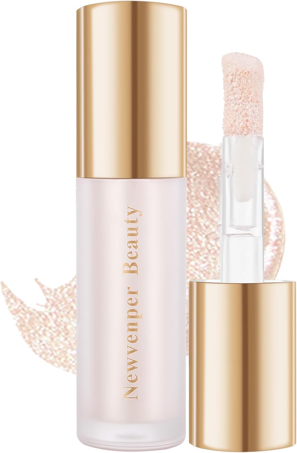 Highlighter Beauty Wand with Brush Liquid Highlighter with Shimmer Finish Long Lasting Smooth Lightweight Highlighter Stick Face Illuminator Makeup Stick Pearl White