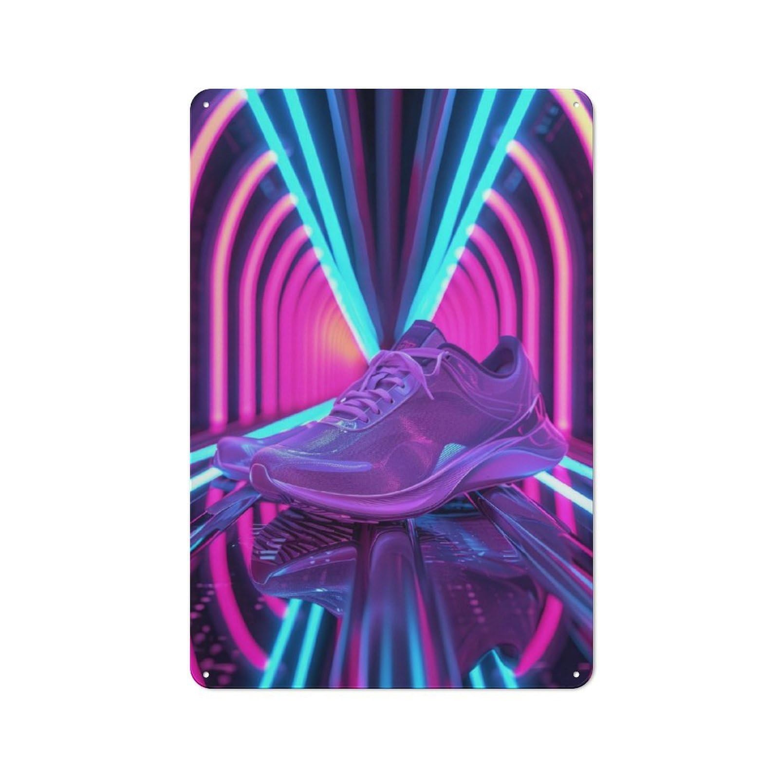 Junmoney Shoe Aesthetic Neon Vintage Metal Sign 30X20cm For Guest Room Or Hallway, Suited To Guest Room Decorators