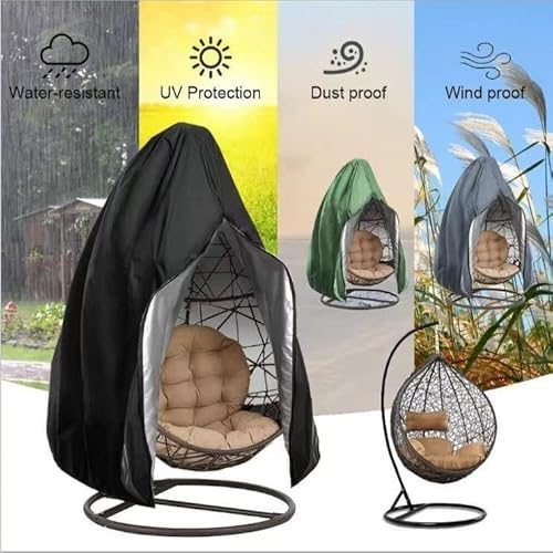 Durable Waterproof Patio Egg Chair Covers with Zipper,Large Wicker Egg Swing Chair Covers,210D Oxford Cloth Windproof Heavy Duty Outdoor Hanging Chair Cover,Resisatnt Outdoor Chair Cover,190x115 CM